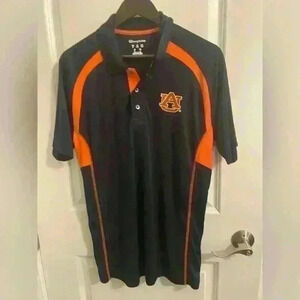 Men’s Champion Elite Auburn Polo Shirt. Navy blue collared. Size M
